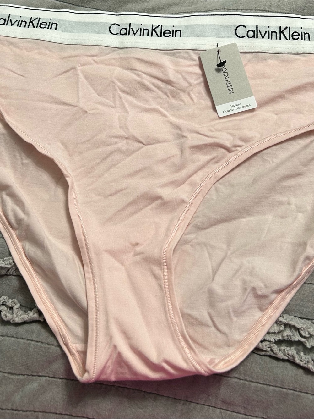 Calvin Klein Pale Pink Cotton Bikini Briefs with Branded Waistband